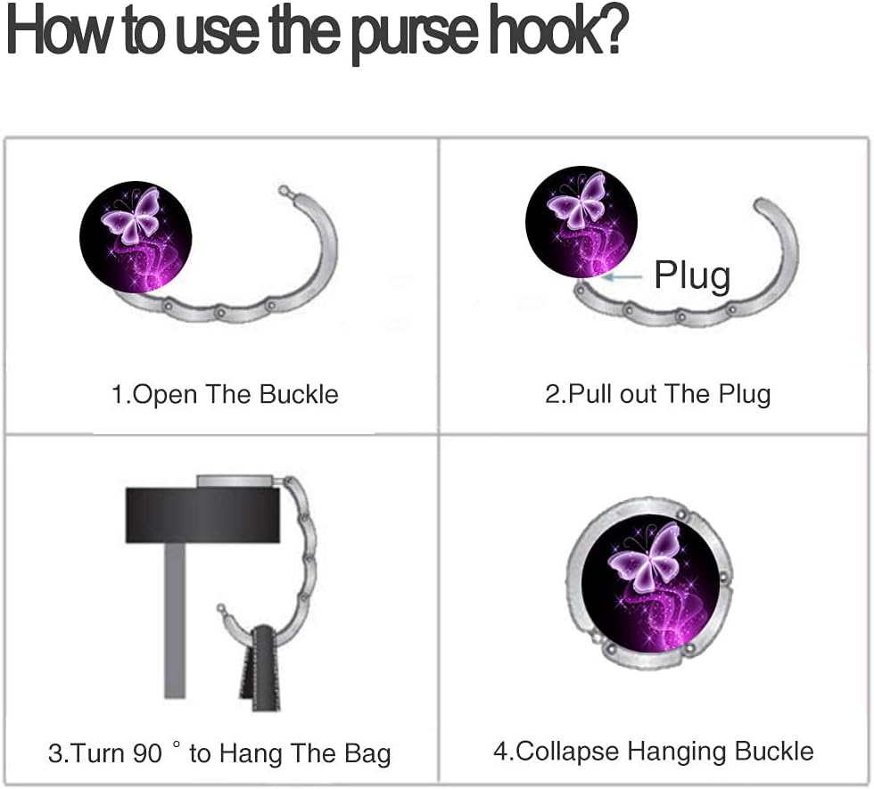Bosketo Foldable Purse Hook Womens Bag Table Hanger Collection Desk Hooks for Purse (3pack Pretty Floral Hook)