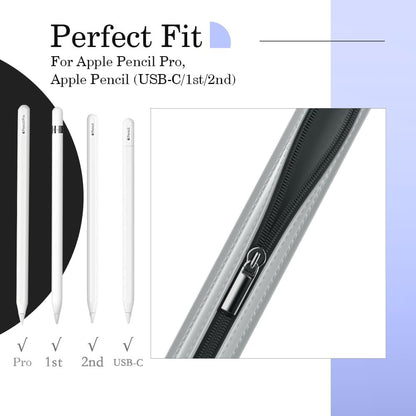 MoKo Pencil Case Fit Apple Pencil Pro, iPencil (USB-C), Apple Pencil 1st/2nd Generation, Stylus Pencil Sleeve PU Leather Zipper Pouch with Elastic Band for 9.7"-12.9" Tablet, Space Gray
