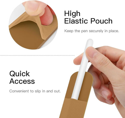 MoKo Pencil Holder Sticker Fit Apple Pencil Pro, Apple Pencil (USB-C), iPencil 1st/2nd Generation, Elastic Pencil Pocket Pouch Adhesive Sleeve Attached to iPad Case for Stylus Pens,Black