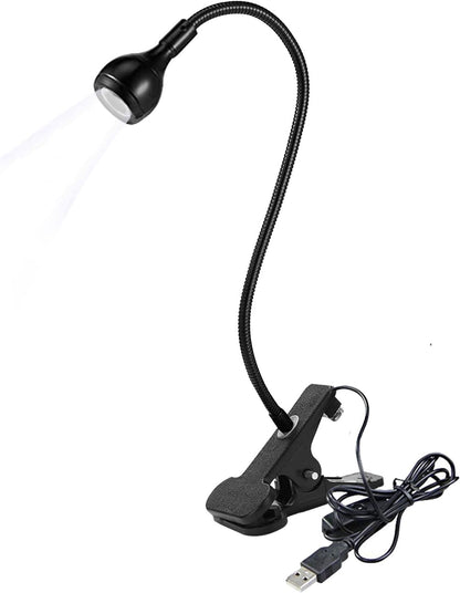LED Desk Lamp Clip On Light,360°Flexible Gooseneck and Clamp Reading Light,Portable USB Powered Task Light with Clamp,Night Light Clip on for Desk, Bed Headboard and Computers Silver