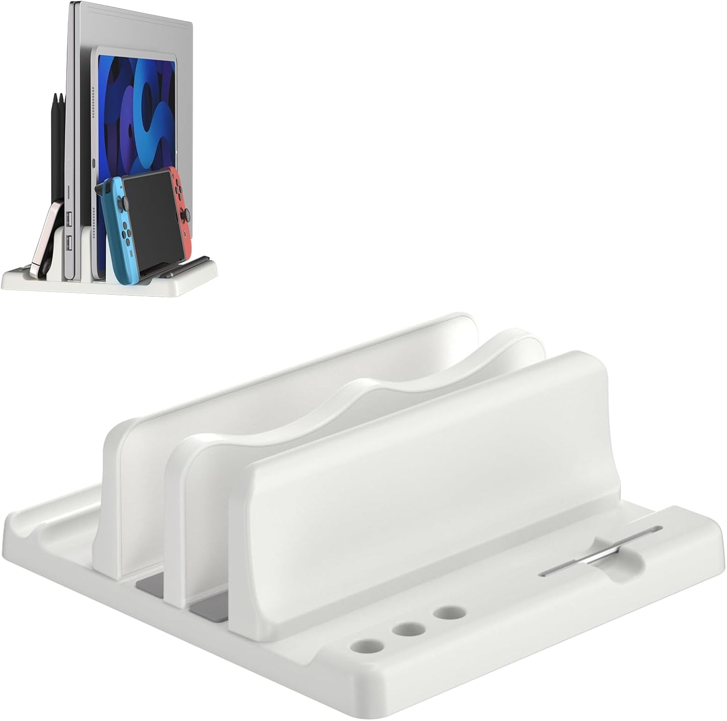 Vertical Laptop Stand Holder - Adjustable ABS Plastic Laptop Holder Vertical, Space-Saving 4 in 1 Compatible with All MacBook Pro Air, Mac, HP, Dell, Microsoft Surface (Black)