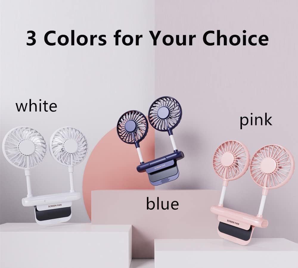 Monitor Fan with LED Lights, USB Desktop Fan with 2 Rotatable Heads, 3 Speeds Desk Fans Small Quiet with Sturdy Adjustable Clamp, Strong Wind Office Personal Cooling Fans for Laptop, Desktop.