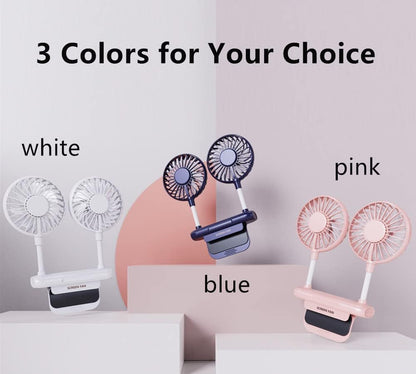 Monitor Fan with LED Lights, USB Desktop Fan with 2 Rotatable Heads, 3 Speeds Desk Fans Small Quiet with Sturdy Adjustable Clamp, Strong Wind Office Personal Cooling Fans for Laptop, Desktop.