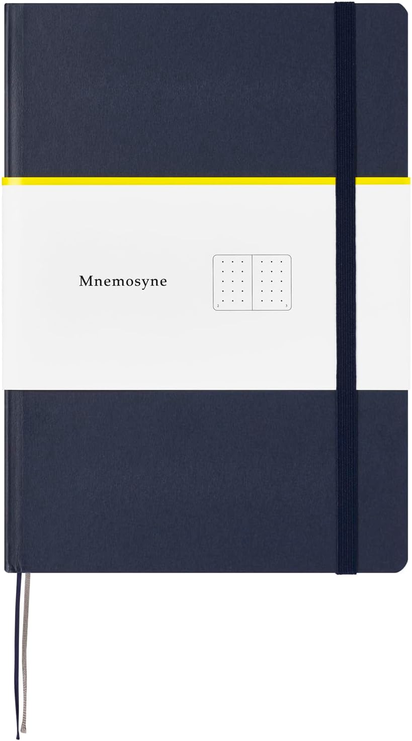 Maruman Mnemosyne Lined Notebook- Vertical A5, 5.83" x 8.27", 70 Sheets / 140 Pages, 7mm College Ruled With Center Line Journal, Perforated Pages & Wire-Bound to Lay Flat, Black, Made in Japan - Colors B