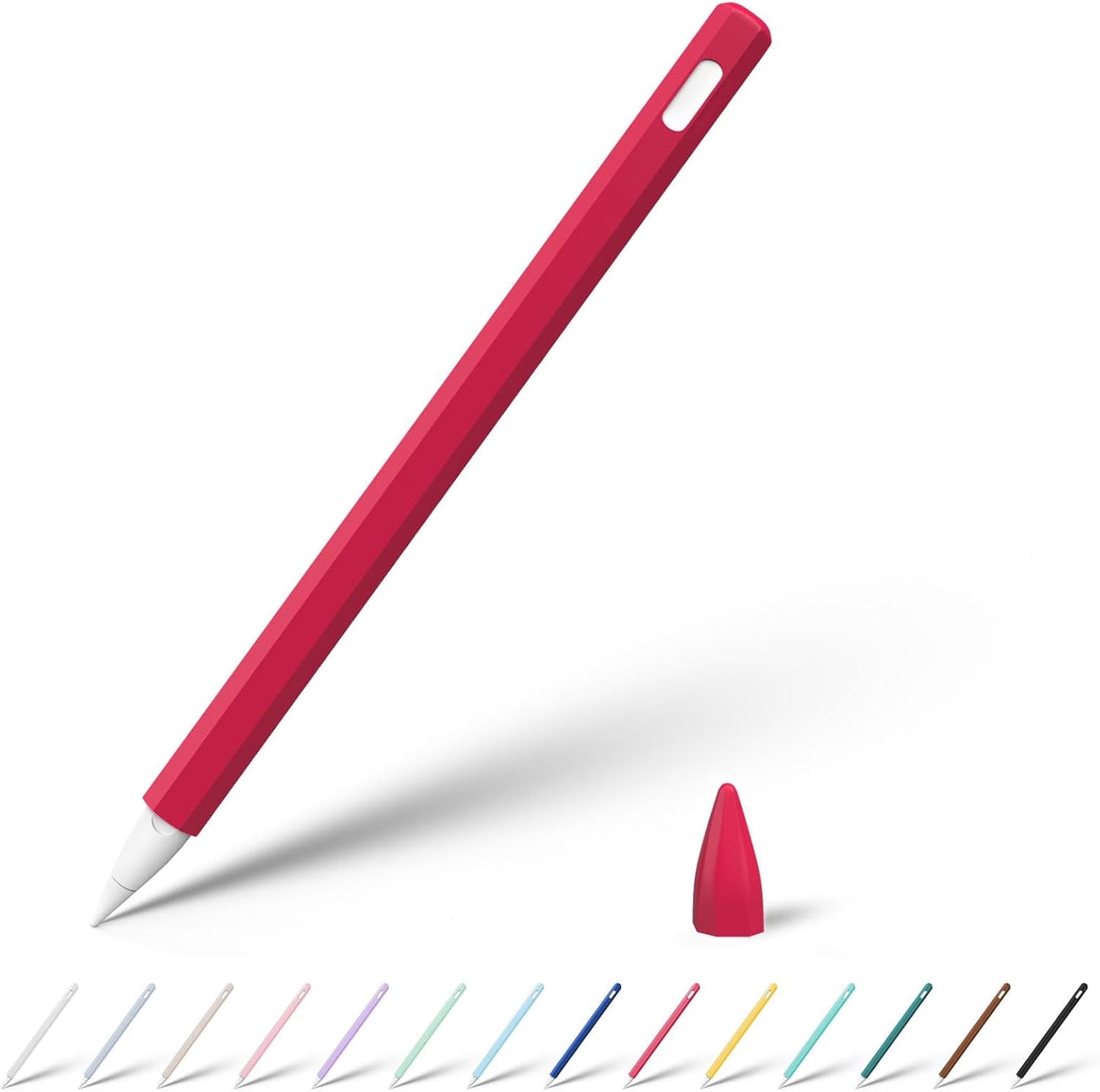 KELIFANG Silicone Case for Apple Pencil Pro 2024 & Apple Pencil 2nd Generation, Cute Pink Protective Skin Sleeve Cover Holder Grip and Tip Cap Accessories Compatible with iPad Pro 11 12.9 13 Inch