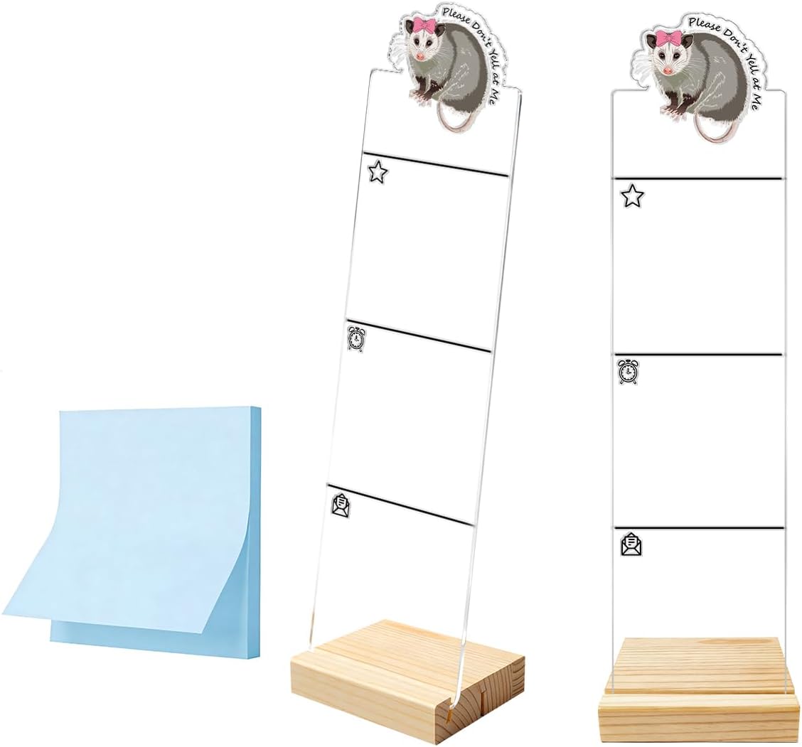 Monitor Memo Board Computer Monitor Memo Board Sticky Note Organizer Kidney Acrylic Desk Accessories Removable Wooden Base Set Sticky Notes 100 Sheets 11.8×3.1 inches