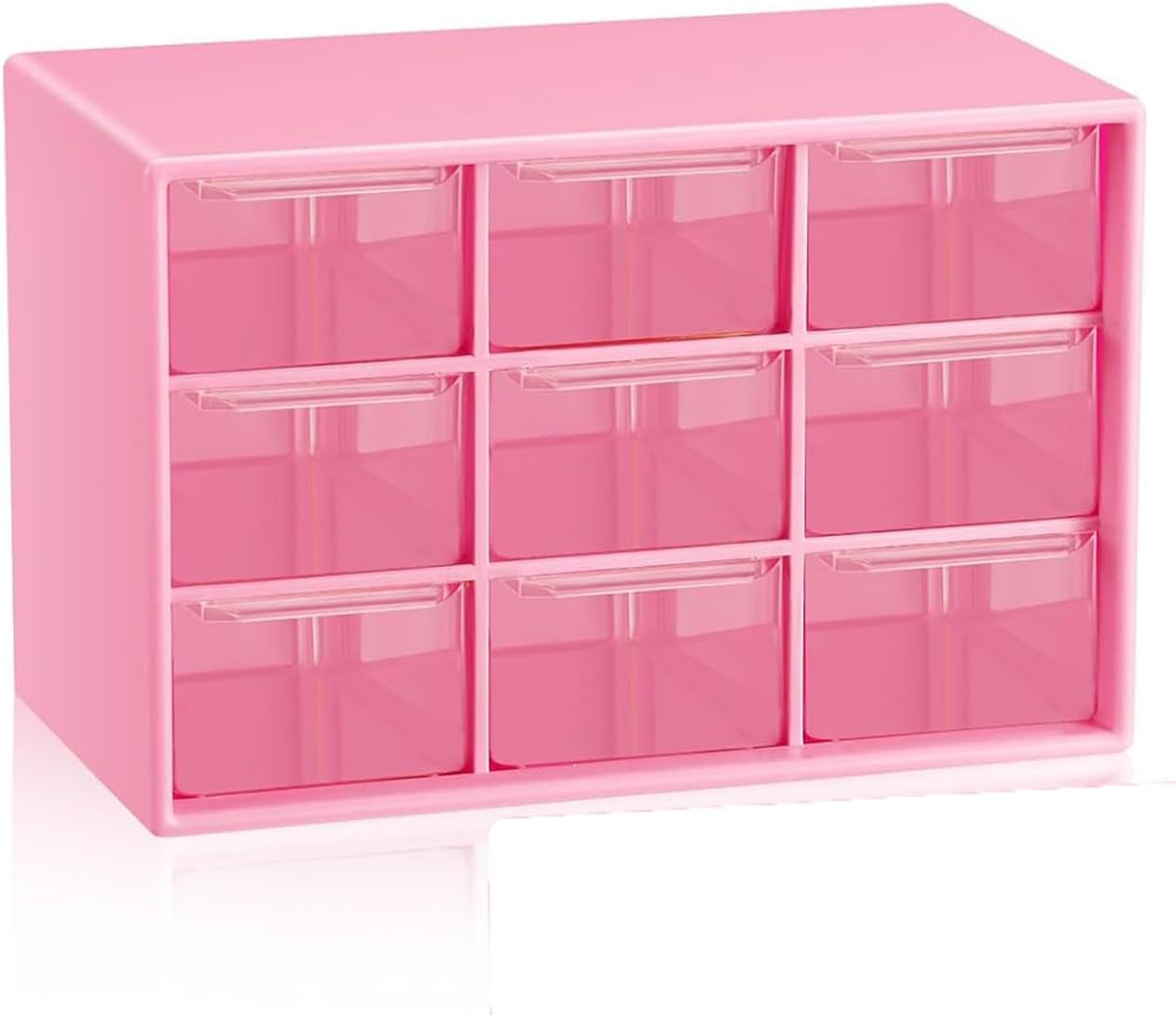 Small Drawer Organizer for Desk, 7.1" x 3. 8" x 4.6" Mini Desktop Drawer Organizer with 9 Clear Drawers, Plastic Desktop Craft Storage Box for Desk Office School Home (White)