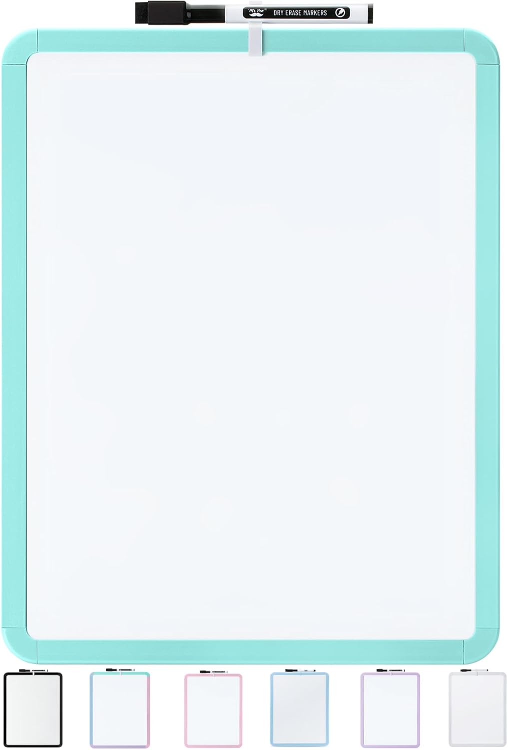 Mr. Pen- Dry Erase Board, 14” x 11” with a Black Dry Erase Marker, White Frame, Small Mini White Board for Students, Fridge, Wall, Locker, Includes Double Sided Tapes