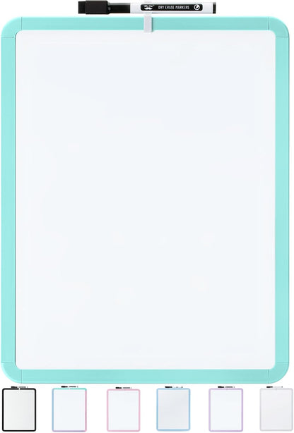 Mr. Pen- Dry Erase Board, 14” x 11” with a Black Dry Erase Marker, White Frame, Small Mini White Board for Students, Fridge, Wall, Locker, Includes Double Sided Tapes