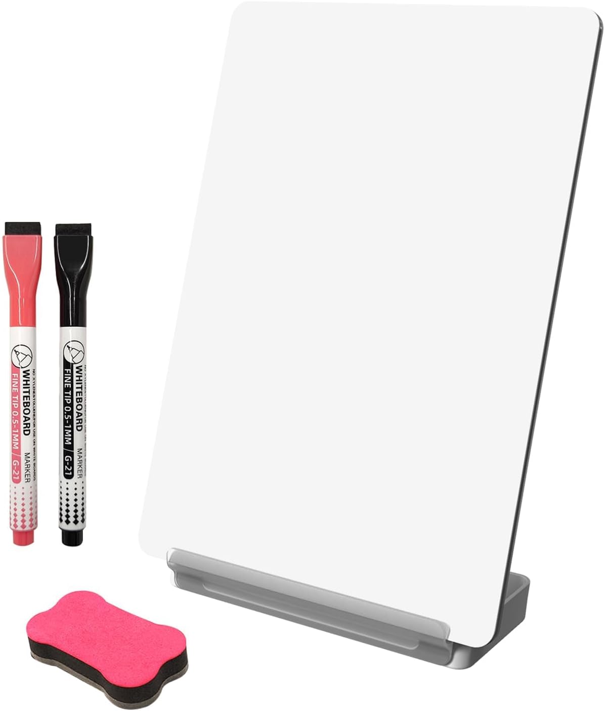 Yagee Desktop Whiteboard with Storage, Dry Erase Board with Phone & Tablet Stand, to-do List Memo, Double-Sided Writing Board for Office and School Supplies, 9.5''×6.7'', Marker＆Duster Included