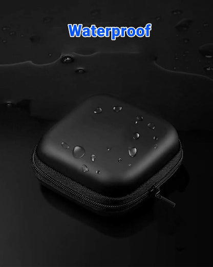 Small Waterproof Tech Organizer Pouch (3.86x3.86x1.5in) - Compact Travel Storage Bag for Chargers, Cables & Gadgets, Internal Space 3.31x3.31x1.18in (Black)
