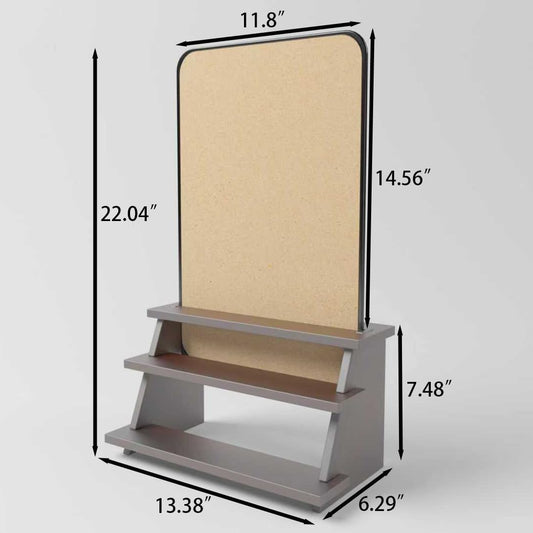 Cork Board with Storage Rack 13.38"x22.04"Bulletin Board Double-Sided Magnetic Thickened Desktop for Kids Home,Office,School Photo Display Board,Message Board,Vision Board (Wood Color)