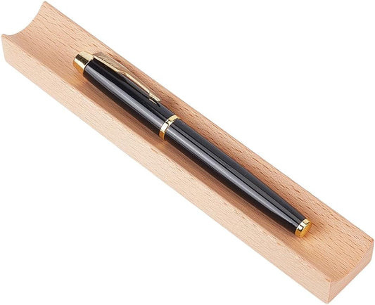PLIGREAT Single Walnut Wood Pen Tray Wooden Desk Pencil Organizer Holder Minimalist Single Pen Rest for Office Stationery Desk Decor Retro Home Bedroom Decoration, 7.87x1.18x0.78inch