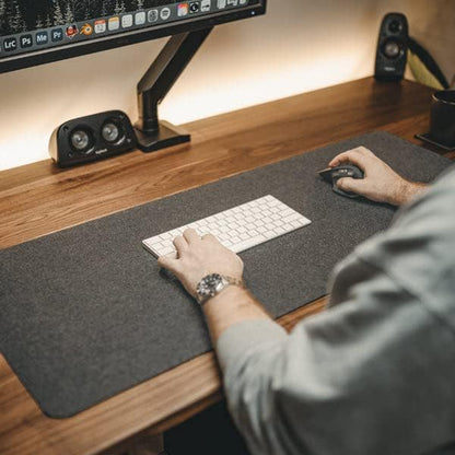 Desky Felt Desk Pad – Medium 24.4 x 11.8 Inch, Wool Felt Desk Mat with Anti-Slip Base – Light Grey – Keyboard & Mouse Surface for Office, Home, or Laptop Use