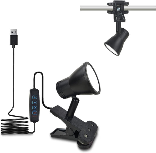 LUJOLUMIN Clip Lamp, Mini Portable 360° Rotation Clamp on Lamp for Bed/Bedside Headboard/Table/Bunk/Desk/Shelf, 3 Color Temperature Options, 10 Dimmable Brightness Levels for Reading (5W)