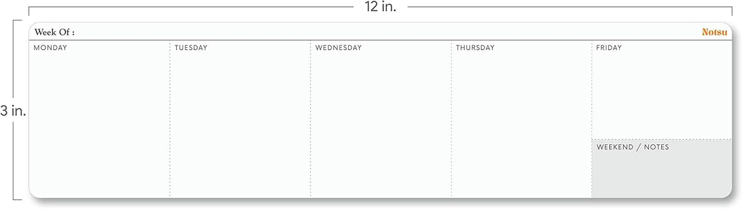 Notsu Weekly Planner Notepad | Tear Off Desk Calendar Pad, Undated | Mini Desk Planner Pad, Fits Alongside Keyboard | 50 Sheets, Thick Paper