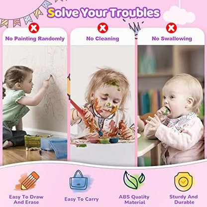 Kikidex Magnetic Drawing Board, Toddler Girl Toys for 1-3 Year Old, Doodle Board Pad Learning and Educational Toys for 1 2 3 Year Old Baby Kids Birthday Gift (Soft Pink)