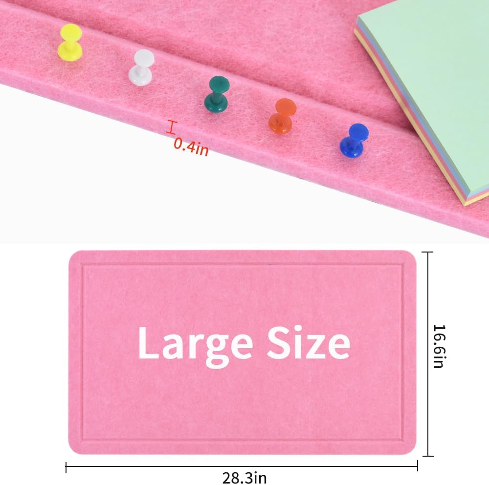 Vuzvuv Black 28"x16" Large Cork Board with 50 Push Pins & Sticky Notes, Self-Adhesive Bulletin Board for Wall, Felt Pin Vision Board for Paste Notes,Schedules Offices Home