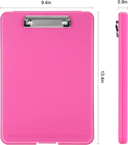 Sooez Clipboard with Storage, Plastic Storage Clipboards with Low Profile Clip, Nursing Clip Boards Foldable, Hanging Clipboard Case for Work, Teacher, Classroom Must Haves, Office School Supplies