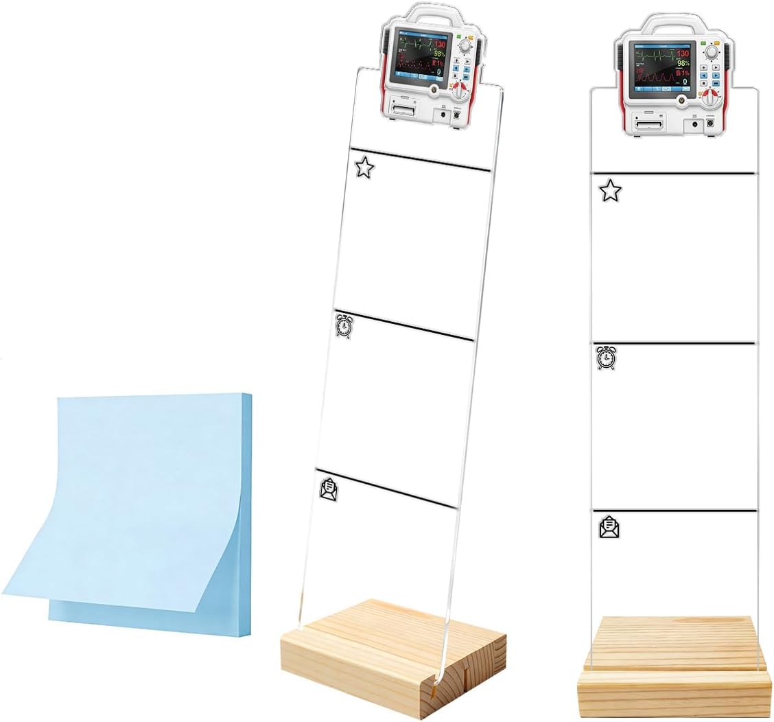 Monitor Memo Board Computer Monitor Memo Board Sticky Note Organizer Kidney Acrylic Desk Accessories Removable Wooden Base Set Sticky Notes 100 Sheets 11.8×3.1 inches