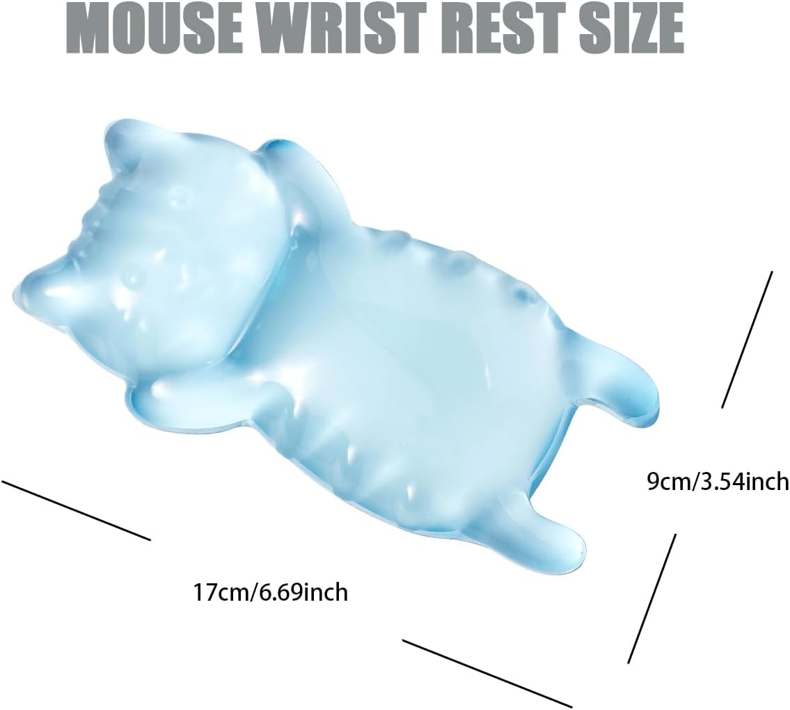Ergonomic Gel Mouse Wrist Rest – Clear Cute Cat Mouse Wrist Rest, Comfort & Support for Typing and Gaming (Pink)