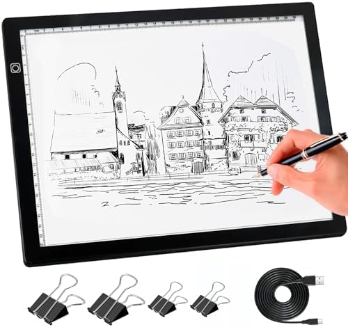 comzler A4 LED Light Board, 3 Level Dimmable Brightness USB Power Artcraft Light Table for Tracing, Light Drawing Sketch Pad for Animation, Sketching, Drawing, Stenciling, Artists - Black
