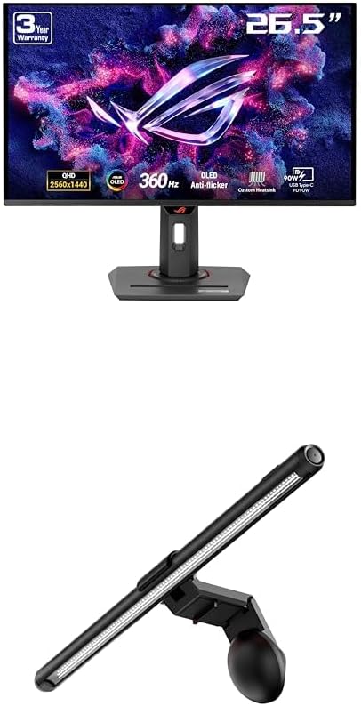 ASUS ROG Strix 25” (24.5-inch viewable) 1080P HDR Esports Gaming Monitor (XG259QNG) ROG Aura Monitor Light Bar (ALB01)