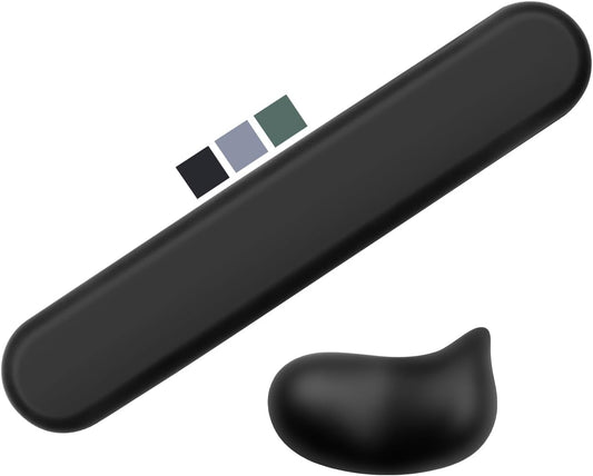 Wrist Rest for Keyboard and Mouse Pad, Ergonomic Memory Foam Keyboard Wrist Rest Set, Luxe Leather, Non-Slip Desk Accessories for Office and Home (Green)