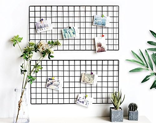 Kaforise Wire Wall Grid Panel, Multifunction Painted Photo Hanging Display and Wall Storage Organizer, Pack of 2, Size 31.5" x 15.8", Black