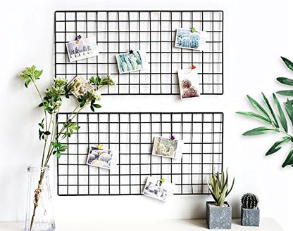 Kaforise Wire Wall Grid Panel, Multifunction Painted Photo Hanging Display and Wall Storage Organizer, Pack of 2, Size 31.5" x 15.8", Black