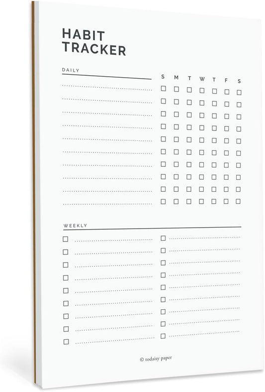 Habit Tracker Planning Pad 5.5 x 8.5"" To-Do List Notepad with Task Organizer. Perfect for office, home and work organization. 50 tear off sheets by Todaisy Paper., White