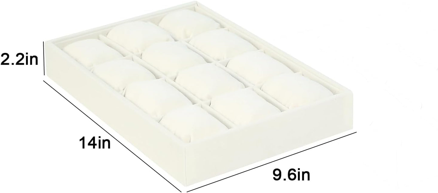 Coward Sunglass Organizer, Beige Velvet Glasses Trays - Eyeglasses Watches Jewelry Display - Men Women (8 Grids)