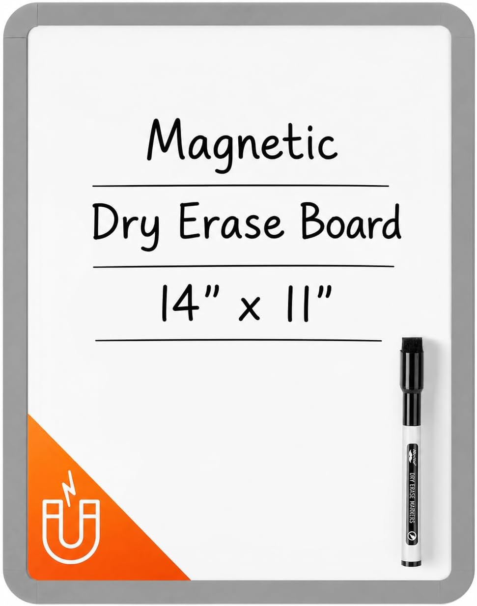 Mr. Pen- Dry Erase Board, 14” x 11” with a Black Dry Erase Marker, White Frame, Small Mini White Board for Students, Fridge, Wall, Locker, Includes Double Sided Tapes