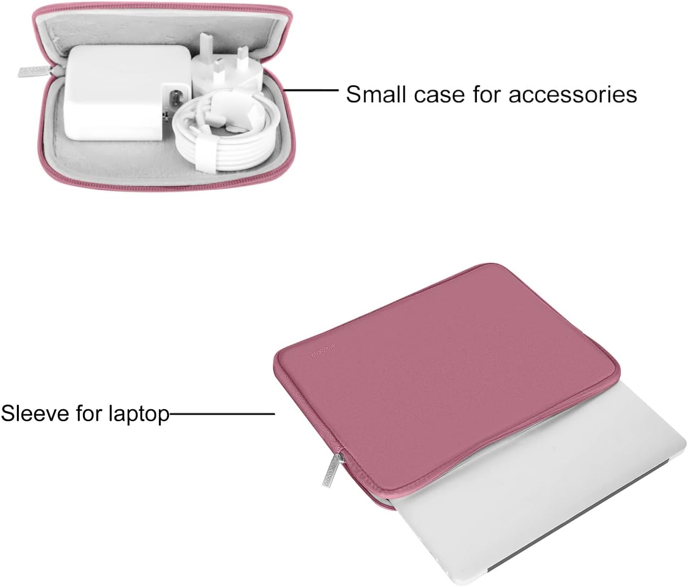 MOSISO Laptop Case 13.3 inch, 13-13.3 inch Laptop Sleeve Bag Compatible with MacBook Air/Pro 13/Pro 14 M5 M4 M3 M2 M1, HP Dell ASUS Lenovo, Neoprene Computer Sleeve Bag with Small Case, Baby Pink - Colors B