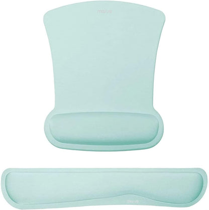 MOSISO Wrist Rest Support for Mouse Pad & Keyboard Set, Ergonomic Mousepad Non-Slip Base Home/Office Pain Relief & Easy Typing Cushion with Neoprene Cloth & Raised Memory Foam, Black