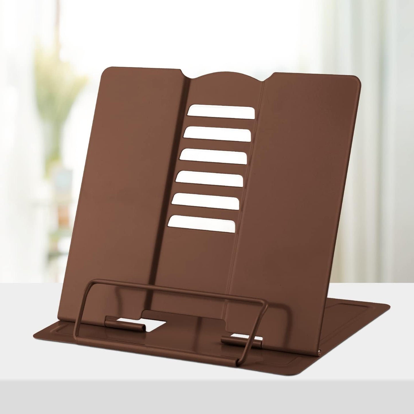 Honagu Book Stand Metal Desk Book Holder, Book Holders for Reading Hands Free, Adjustable Cookbook Documents Holder, Portable Bookstand for Music Books, Textbook, Recipe, Tablet, Ipad (Black)