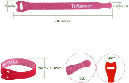 Trilancer Reusable Cable Straps Wire Ties, Pack of 50 Adjustable Cord Fastener Cable Organizer, 8 Inches (Black)