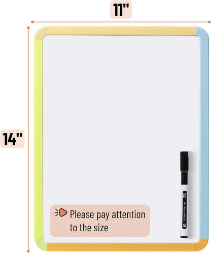 Mr. Pen- Dry Erase Board, 14” x 11” with a Black Dry Erase Marker, White Frame, Small Mini White Board for Students, Fridge, Wall, Locker, Includes Double Sided Tapes