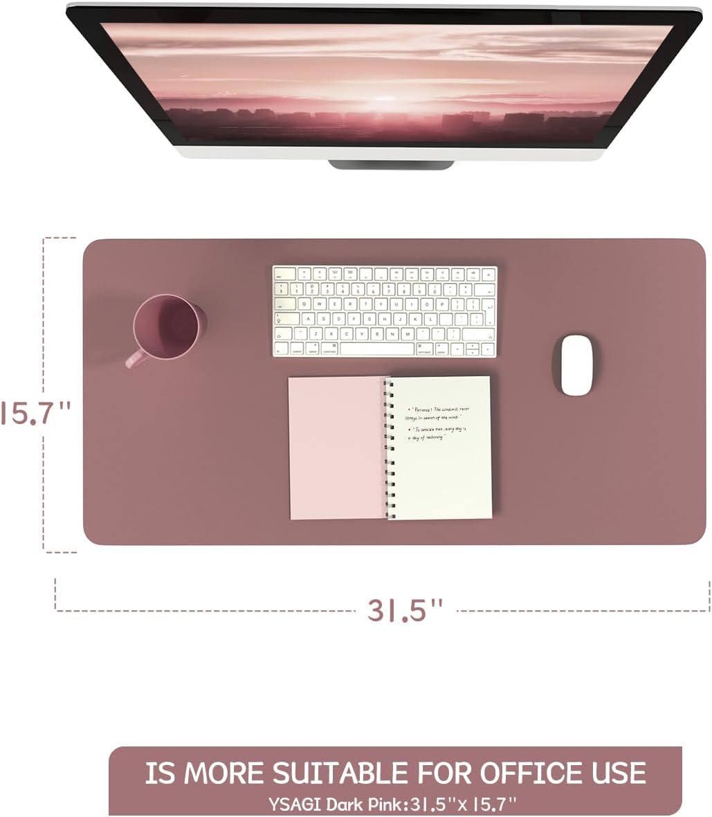 YSAGi Non-Slip Leather Desk Pad, Waterproof Laptop Computer Desk Keyboard Mat, Table Protector Blotter Mat, Large Mouse Pad for Office/Work/Home/Decor(Black, 31.5" x 15.7")