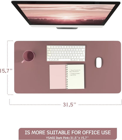 YSAGi Non-Slip Leather Desk Pad, Waterproof Laptop Computer Desk Keyboard Mat, Table Protector Blotter Mat, Large Mouse Pad for Office/Work/Home/Decor(Black, 31.5" x 15.7")