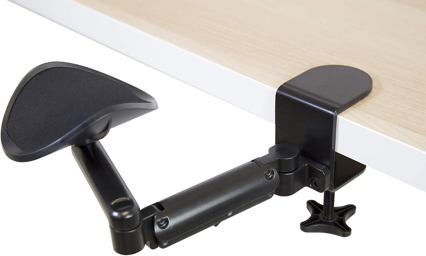 Mount-It! Adjustable Arm Rest for Desk, Ergonomic Elbow & Forearm Support, Height Adjustable Full Motion Rotating Desk Arm with Clamp-On Base for Computer & Keyboard Use, Steel Construction (MI-7145)