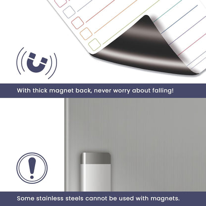 ALEZEL Magnetic to Do List White Board for Fridge, Multifunctional Dry Erase List Board for Refrigerator - Set of 4 Magnetic Grocery List Whiteboards, 4 Markers + Eraser