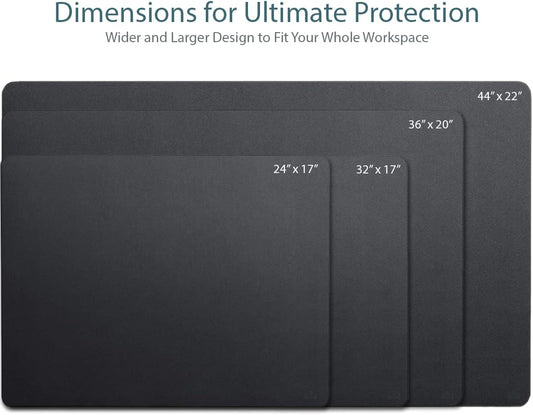 Leather Desk Pad 36" x 20", Vine Creations Office Desk Mat Waterproof Black - Premium Quality - Smooth Mouse Writing Surface - Maximum Protection Dual-Sided Pu Leather Blotter for Desk Office/Home