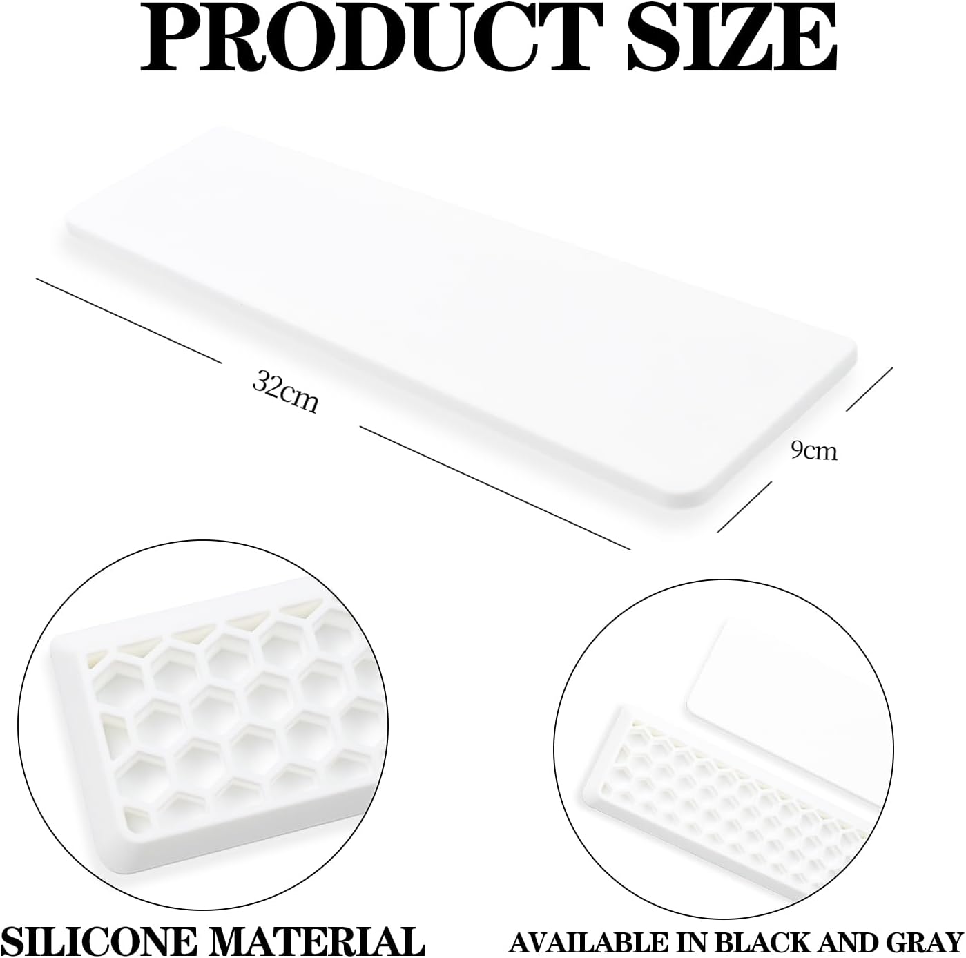 Ergonomic 75% Keyboard Wrist Rest-12.8" Silicone Non-Slip Keyboard Cushion, Computer Wrist Rest, Relief of Hand Pain(Grey)