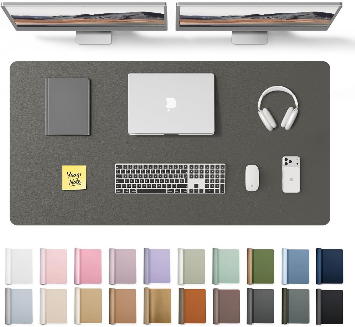 YSAGi Leather Desk Pad Protector, Large Mouse Pad, Non-Slip PU Leather Desk Blotter, Waterproof Writing Pad for Office and Home (31.5" x 15.8", Eggshell) - Colors A