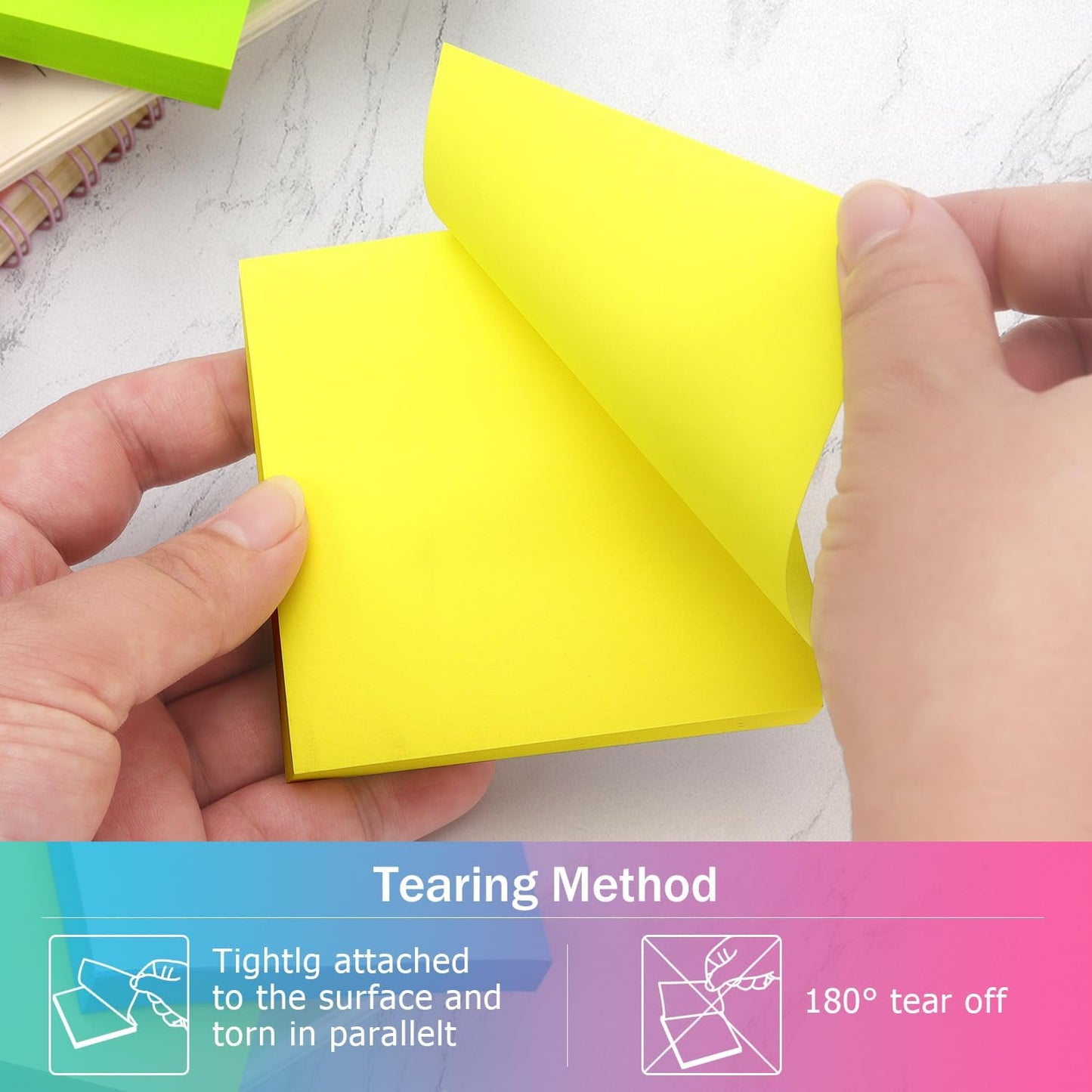 Osboo Sticky Notes 3x3 Pop Up Self-Stick Notes Pads with 6 Bright Colors, Easy to Post for Office, School, Home, 6 Pads/Pack, 100 Sheets/Pad(Pop Up)