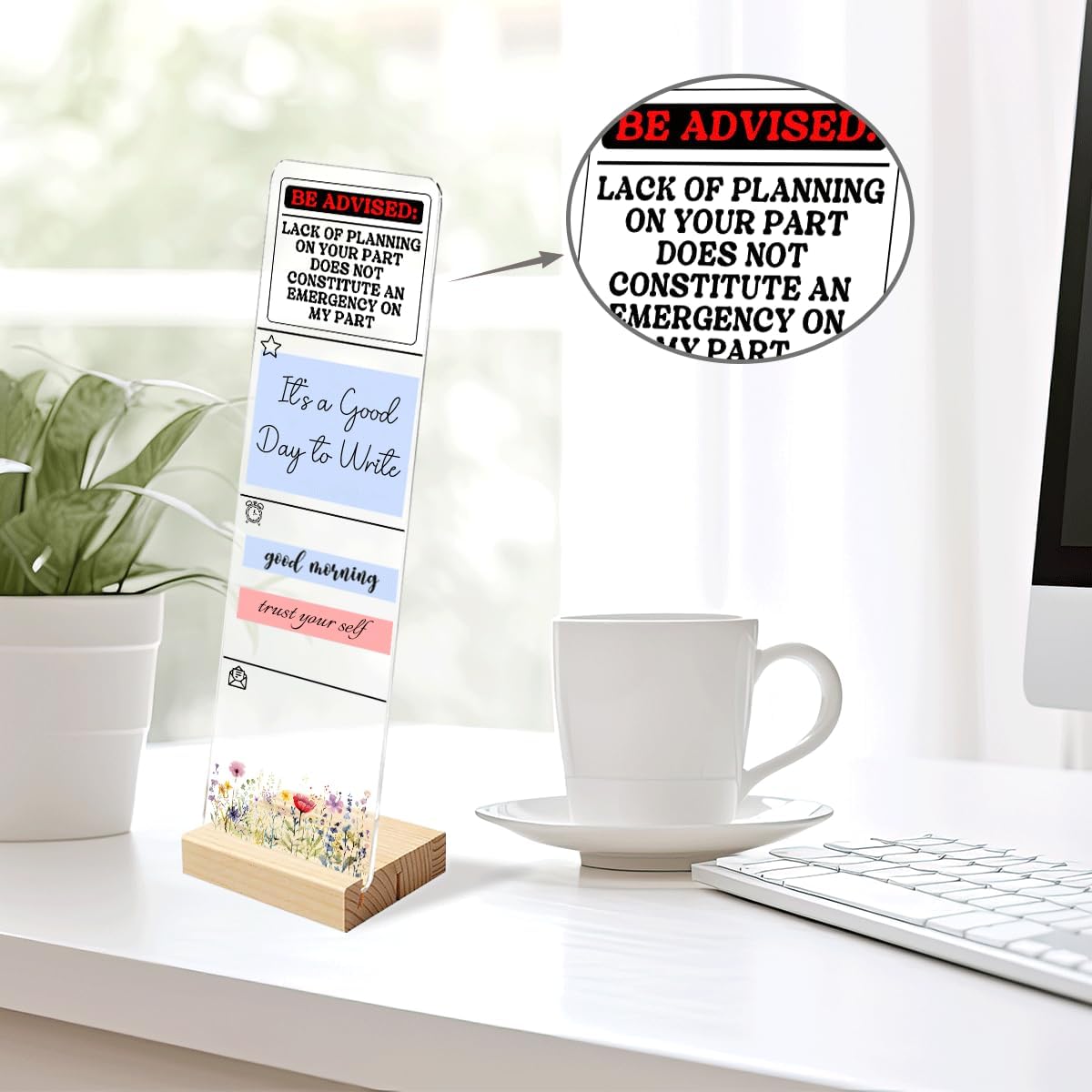 Sticky Note Holder Acrylic Monitor Memo Board Desk Organizers and Accessories Desk Decor Post It Note Holder with 200Pcs Sticky Notes Funny Sarcastic Office Positive Desk Sign
