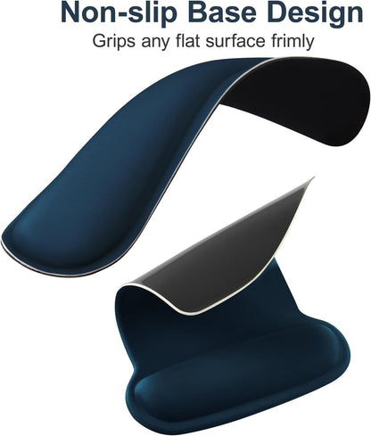 MOSISO Wrist Rest Support for Mouse Pad & Keyboard Set, Ergonomic Mousepad Non-Slip Base Home/Office Pain Relief & Easy Typing Cushion with Neoprene Cloth & Raised Memory Foam, Black