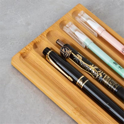 Pen holder Organizer of Office desks,Walnut Desk Pen Stand,Wave Pen Tray Accessory,Teacher Gifts,Suitable for School,Home,Desktop Art Accessories (Walnut, 5 Grid)