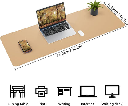 AFIING Large Desk Mat 47" x 17", Dual-Sided Natural Cork & PU Leather Desk Pad, Non-Slip Waterproof Mouse Pad for Office, Home & Gaming, Black